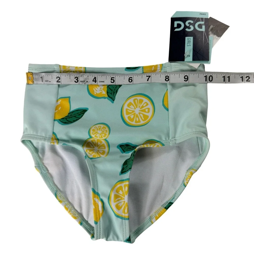 LOT of 2 DSG Girls High Waist Swim Bottoms Size XS 4-6 Lemon Tie Dye UPF 50+ NWT